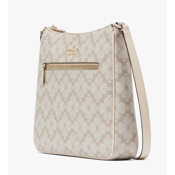New Kate Spade Signature Spade Flower Swing pack Crossbody Dark Beige - Picture 2 of 5